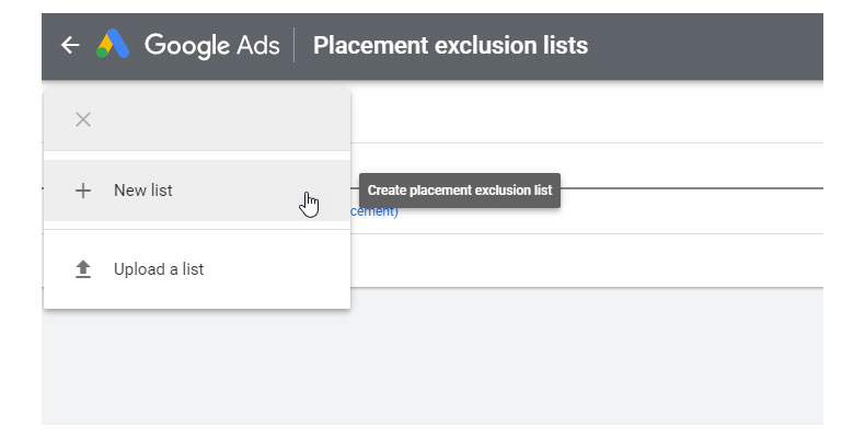 exclusion list step 2