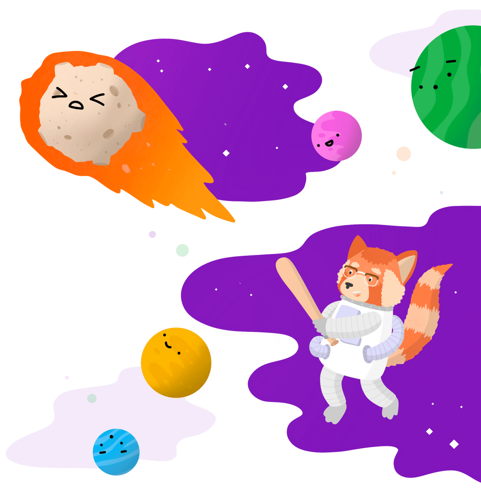 Red panda baseball with meteor